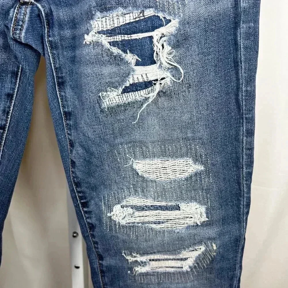 American Eagle Slim Straight Size 30x32 Jean Distressed Blue